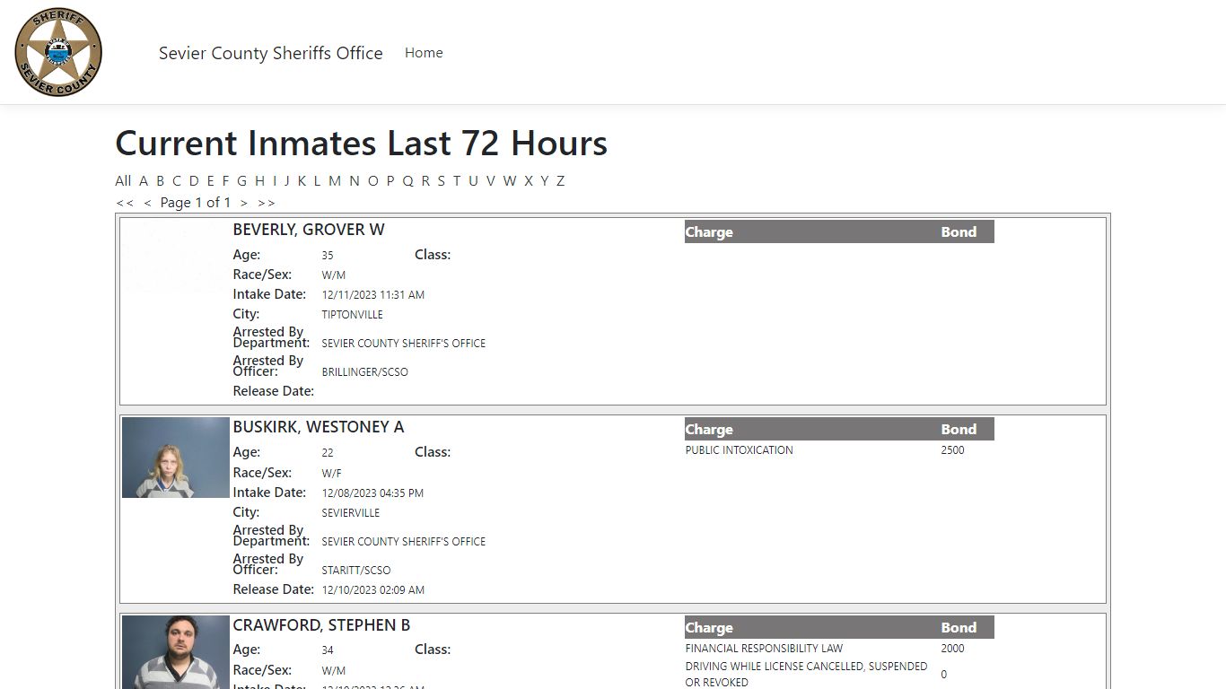 Inmates - ISOMS Portal - Sevier County, Tennessee
